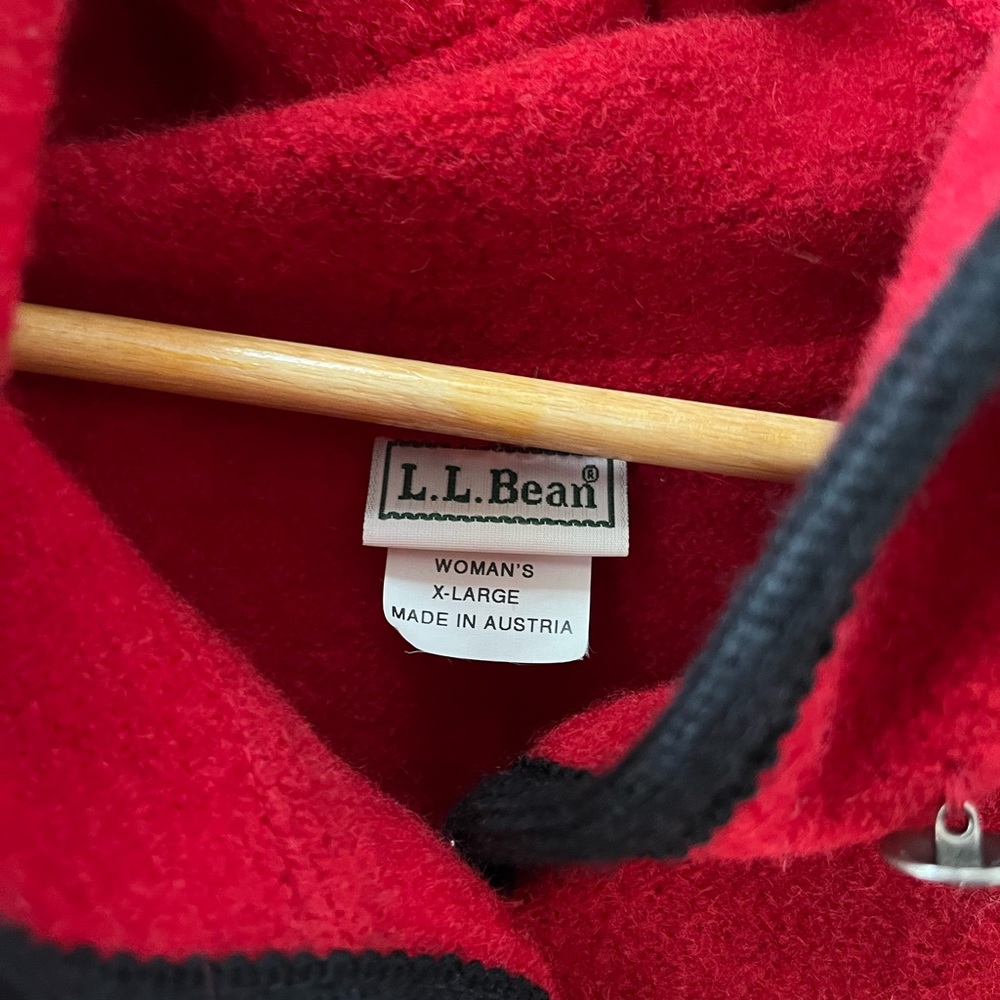 L.L. Bean Red Hooded Jacket with Black Trim - Picture 4 of 4